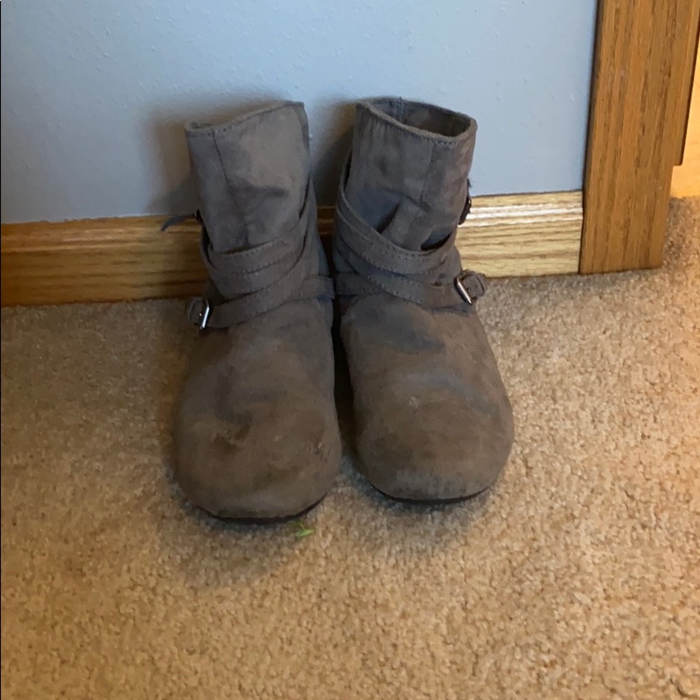 Gray ankle high booties